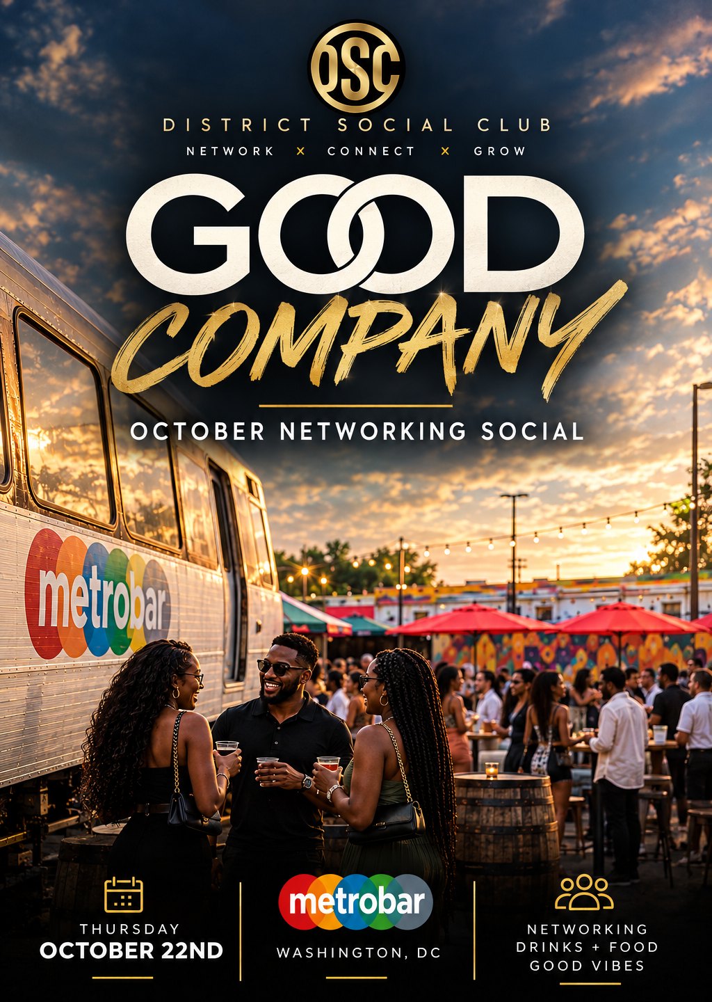 Good Company: October Networking Social flyer — Thursday, October 22nd at MetroBar, Washington, DC.